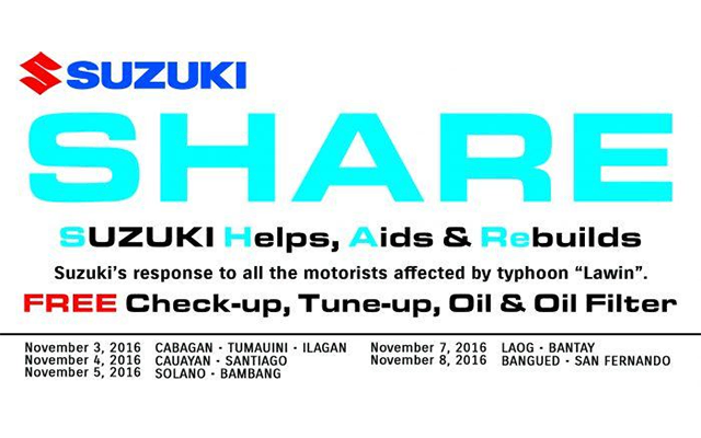 Suzuki Helps, Aids And Rebuilds In Response To Typhoon Lawin