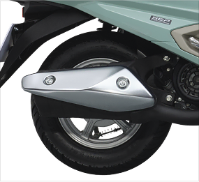 High-quality stainless steel muffler with chrome-plated cover.