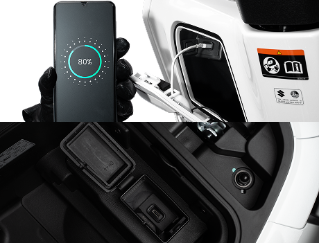 2 Charging Ports, Underseat Compartment with Type-C Charging Port, Glove Box with Type-C Charging Port